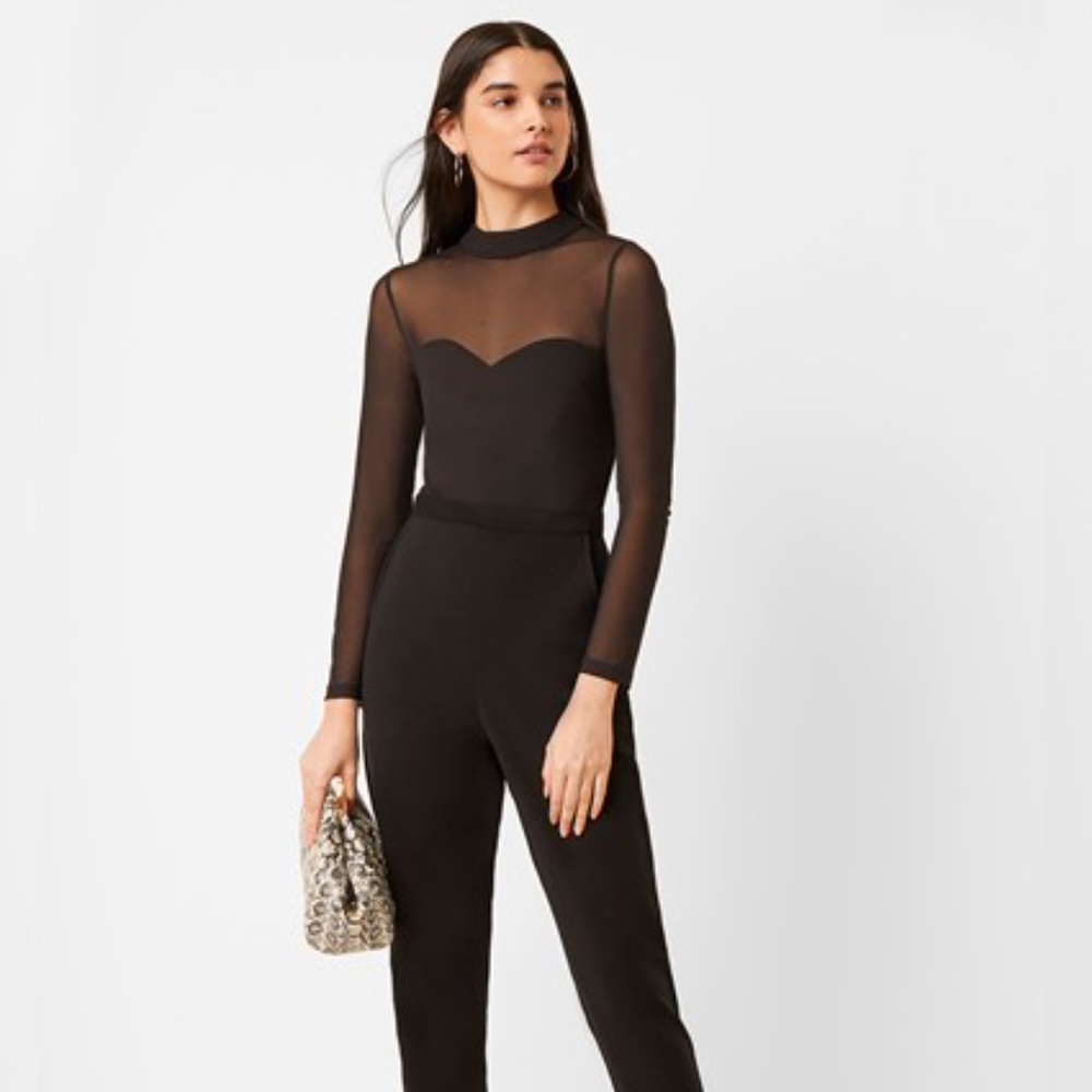 NEW! French Connection LEAH MESH SLEEVE JUMPSUIT 2